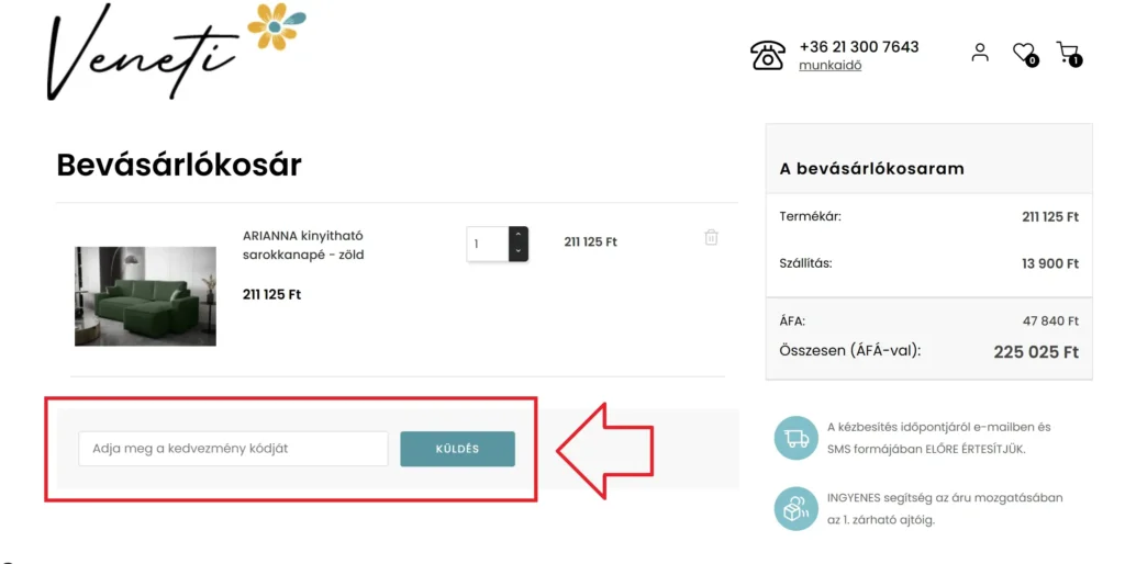 Veneti kedvezmény kódját